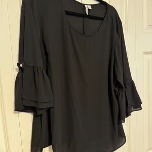 Elegant Black Ruffle Sleeve Top